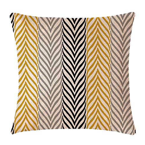 WAZA Set de 4PCS Funda de Cojín Suave Funda de Almohada Cuadrado Throw Pillow Case Decoración para Sofá Cama Hogar Estilo Simple Clásico 45x45cm (Geometría Amarilla)