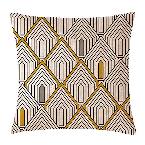 WAZA Set de 4PCS Funda de Cojín Suave Funda de Almohada Cuadrado Throw Pillow Case Decoración para Sofá Cama Hogar Estilo Simple Clásico 45x45cm (Geometría Amarilla)