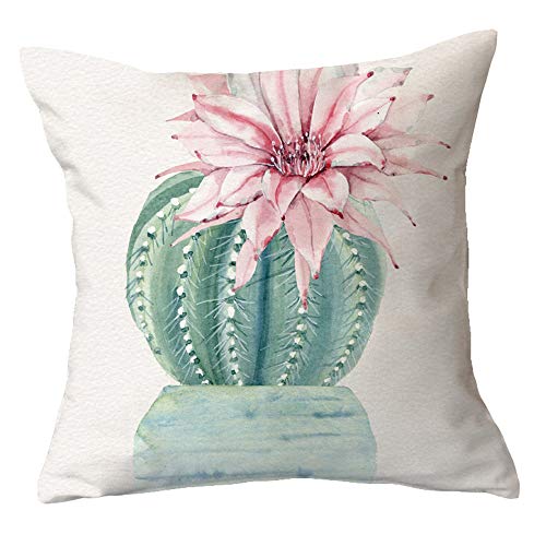 WAZA Set de 6PCS Funda de Cojín Suave Funda de Almohada Cuadrado Throw Pillow Case Decoración para Sofá Cama Hogar Coche Estilo Clásico Simple 45x45cm (Cactus Verde)