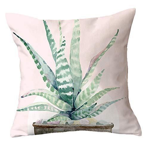 WAZA Set de 6PCS Funda de Cojín Suave Funda de Almohada Cuadrado Throw Pillow Case Decoración para Sofá Cama Hogar Coche Estilo Clásico Simple 45x45cm (Cactus Verde)