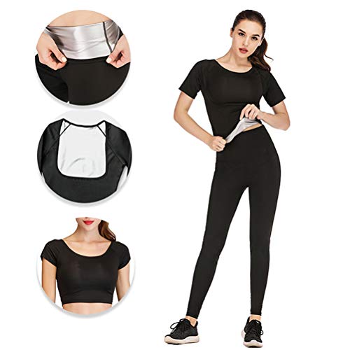 WBTY - Traje de sauna, para mujer, adelgazamiento, sauna, pantalones largos + chaleco + camisetas de manga corta, moldeadores corporales, fitness y sauna
