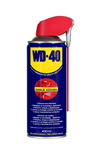 WD-40 Producto Multi-Uso Doble Acción - Spray 400ml - Aplicación amplia o precisa. Lubrica, Afloja, Protege del óxido, Dieléctrico, Limpia metales y plásticos y Desplaza la humedad
