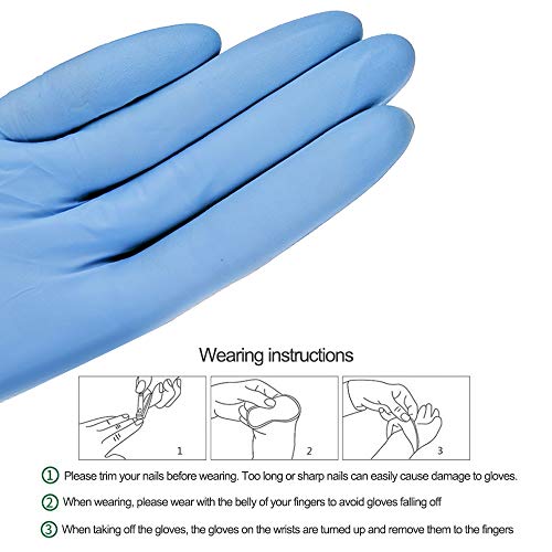 WEALTHGIRL Guantes de nitrilo transparente Guantes libres de látex sin polvo Limpieza Guantes sanitarios para la cocina Cocina Limpieza Limpieza Seguridad Manejo de alimentos, 100pcs / Caja (M,Blue)