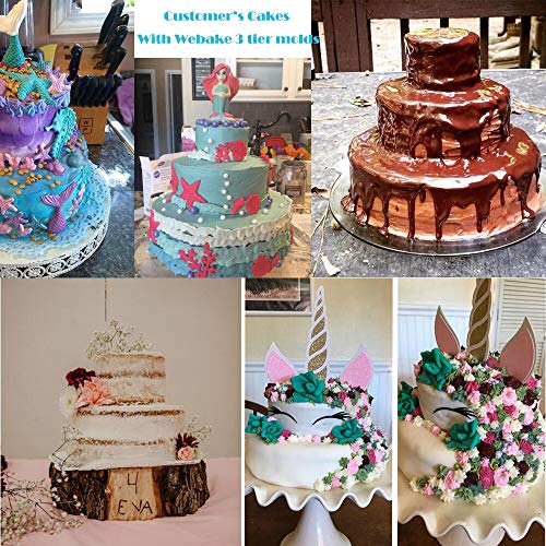 Webake Moldes de Silicona para Reposteria Molde de Silicona Triple en Formas Redondas Molde de Silicona para Tartas para Fiesta de Cumpleaños Aniversario de Boda