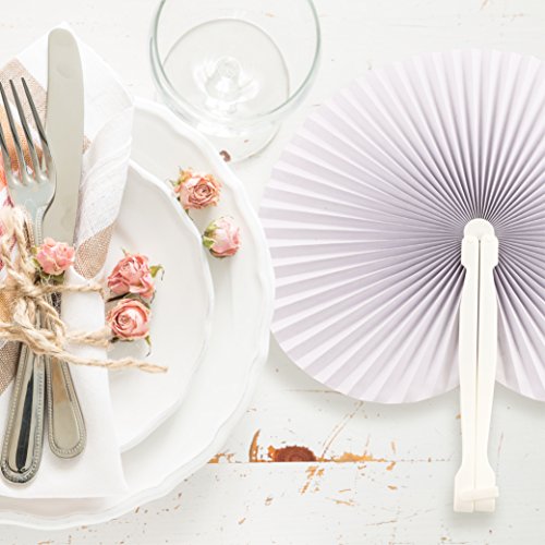 WeddingTree ® 60 x Abanicos de Bolsillo - Papel Blanco abatible - Paipai - Diversión en la decoración para los más Grandes y pequeños - Regalo para Invitados en Boda, Fiesta, Bailes de Flamenco.