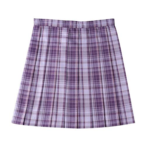WEDFGX Falda de Tela Escocesa púrpura Encantadora Uniforme Escolar Chica Verano Falda Plisada de Cintura Alta Vestido de Mujer para niñas Estudiantes