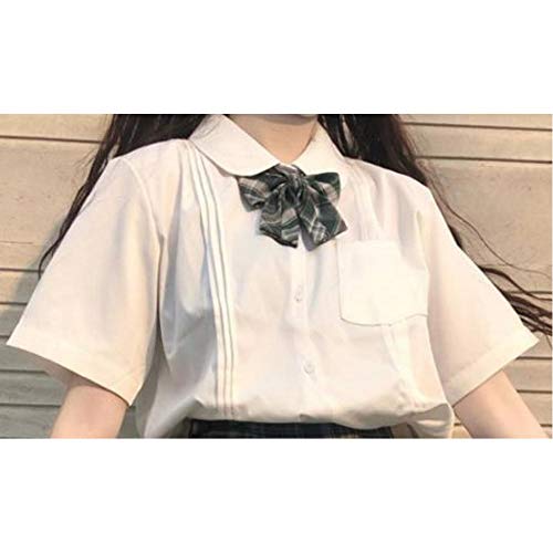 WEDFGX Verano japonés   Camisa del Viento Colegio Arco de Manga Corta Blusa de la Tela Escocesa + Falda Plisada Preciosas Traje Uniformes Mujer   Escuela de Falda de la Muchacha