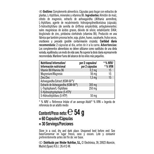 Weider Nutrition Bedtime 60 capsulas que te ayudan a dormir mejor. Si lo que necesitas es descansar este es tu producto
