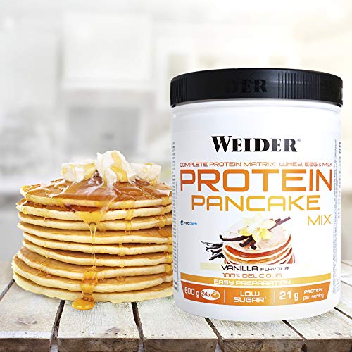 Weider Protein Pancake Mix Vainilla. Tortitas de harina de avena integral, enriquecidas con proteinas. Sabor Vainilla - 600 gr