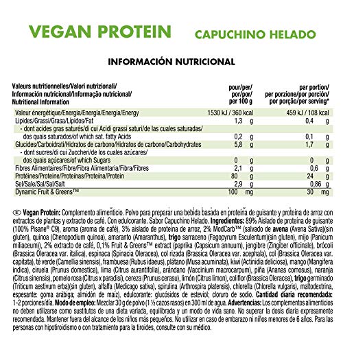 Weider Vegan Protein. Sabor Cappuccino. Proteína 100% vegetal de guisante (PISANE) y arroz. Sin gluten. Sin lactosa. Sin aceite de palma (750 g)
