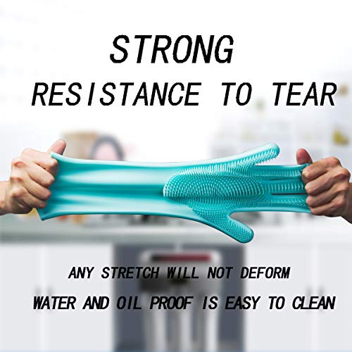 weikin - Guantes de silicona mágicos - Guantes para lavar platos con cepillo limpieza de lavado Resistente al calor - Reutilizable para lavar platos Limpieza de la cocina Hogar (Verde)