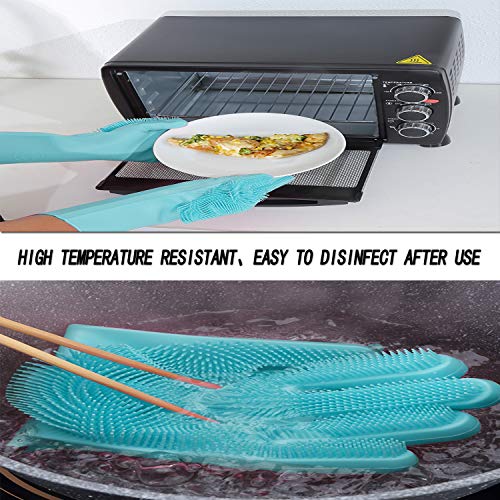 weikin - Guantes de silicona mágicos - Guantes para lavar platos con cepillo limpieza de lavado Resistente al calor - Reutilizable para lavar platos Limpieza de la cocina Hogar (Verde)