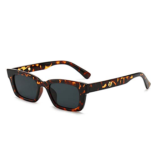 weixu Gafas de sol gafas gafas de sol mujer caja pequeña cómoda firma-Como se muestra_Marco negro película gris negra/logotipo bronceador