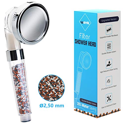 Wemk Alcachofa Ducha, Alta Presión Filtro Ducha, Capacidad del Filtro Aumenta en un 73%, Viene con un Paquete de Esferas Minerales y 2 Esponjas de Filtro para Reemplazo