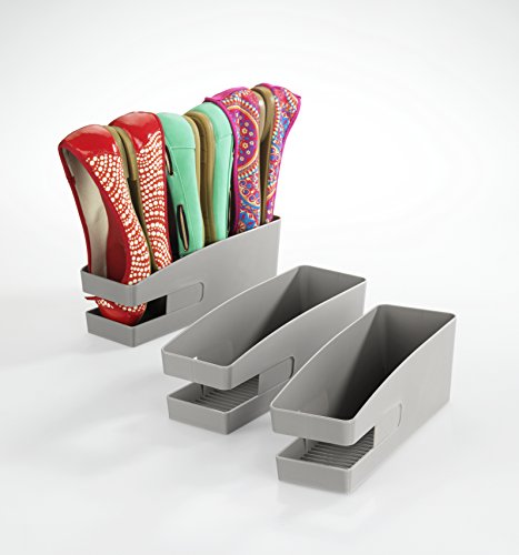 Wenko 420613900 Zapatos Soporte para bailarinas, Gris, Conjunto de 3, 9 x 9.5 x 26.5 cm