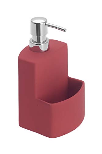 Wenko Dispensador de Detergente 0.38 L, Cerámica Soft-Touch, Rojo, 10x10x18 cm