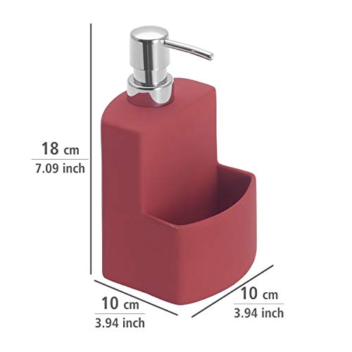 Wenko Dispensador de Detergente 0.38 L, Cerámica Soft-Touch, Rojo, 10x10x18 cm