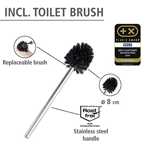 Wenko Rivalta Portarrollos con Escobillero, Acero, Blanco, 18 x 19 x 69 cm