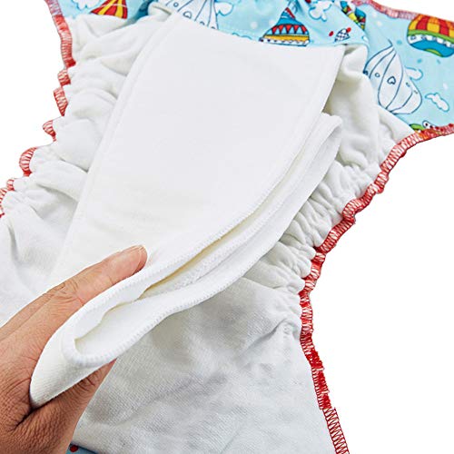 Wenosda 4PCS Pañales de tela para bebés Pañales de bolsillo Pañales reutilizables lavables Inserte el pañal de bolsillo todo en uno para la mayoría de los bebés y niños pequeños (Pink Cloud)