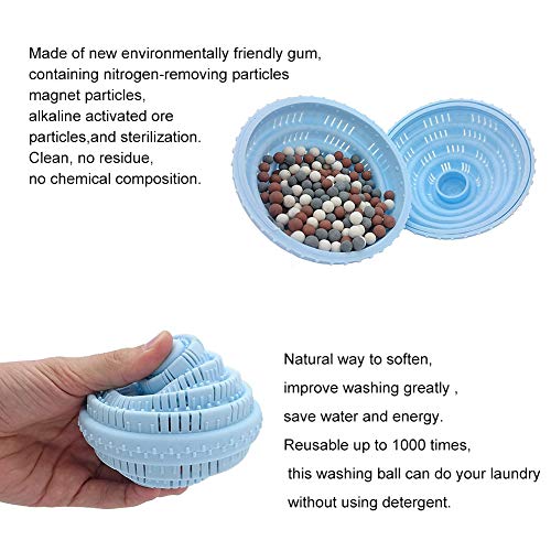 WENTS Bola De Lavandería Mineral Natural Reutilizables Lavado de Ropa Suavizante Evitar el Anudado Descontaminación Detergente de Lavandería Gratuito - hasta 1000 de Lavado