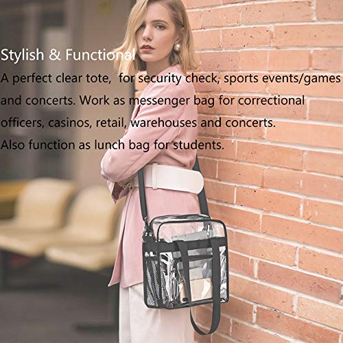 WENTS Bolsa transparente de PVC Bolsa transparente con bolsillos con cremallera y correa para el hombro desmontable Cremallera Neceser De Cosmeticos De Mano Gran Capacidad