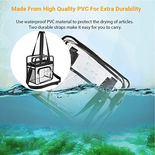 WENTS Bolsa transparente de PVC Bolsa transparente con bolsillos con cremallera y correa para el hombro desmontable Cremallera Neceser De Cosmeticos De Mano Gran Capacidad