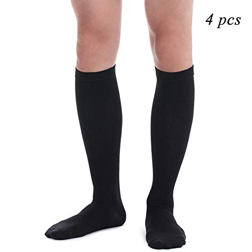 WENTS Calcetines de Compresión 4 Pares Medias para Hombres Las Mejores Medias para Correr, Médico, Atlético, Edema, Diabético, Varices, Viajes, Embarazo, Férulas
