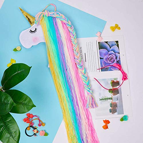 WENTS Unicorn Hair Bow Holder Pinzas para el Cabello Organizador de Diadema Unicornio Colgante de Pared Decoración para el hogar para niñas Habitación Accesorios