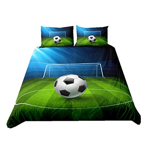 WENYA Funda Nórdica Baloncesto Estilo Deportivo Juego de Cama Niño Chico Adolescente Funda Nórdica Fútbol Verde Azul Negro Rojo Fuego Agua Tierra (Estilo 1, 180x220 cm - Cama 105 cm)