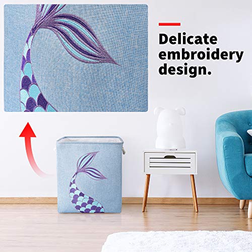 WERNNSAI Cestos para la Colada de Sirena - 40 × 33 × 45cm Cesto para Guardar Plegables Guardería Caja de Almacenaje Cestas de Regalo para Bebés Niñas Juguetes Ropa Zapatos Organizador del Hogar