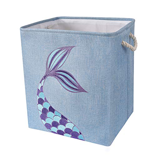 WERNNSAI Cestos para la Colada de Sirena - 40 × 33 × 45cm Cesto para Guardar Plegables Guardería Caja de Almacenaje Cestas de Regalo para Bebés Niñas Juguetes Ropa Zapatos Organizador del Hogar
