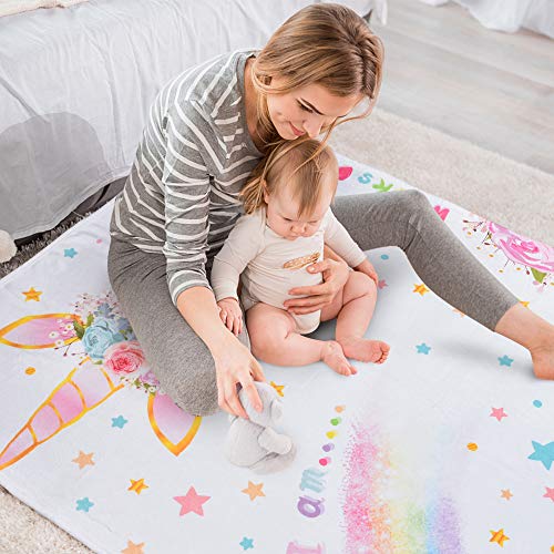 WERNNSAI Unicornio Manta de Hito Bebé - 150 x 100 cm Manta de Fotografía de Vellón Semanal Mensual Niñas Bebé Recién Nacido Regalo de cumpleaños Baby Shower
