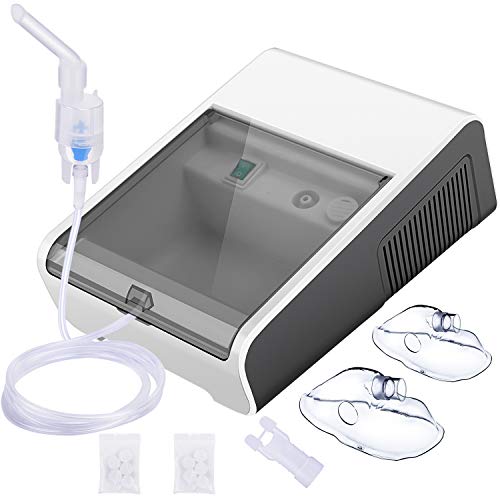 Wesimplelife Inhalador Nebulizador con Tecnología de Compresor de aire Eléctrico Nebulizador Inhalación Compresor Kit con Copa Liquida, Ducha Nasal, Boquilla y 2 Máscaras para Niños y Adultos