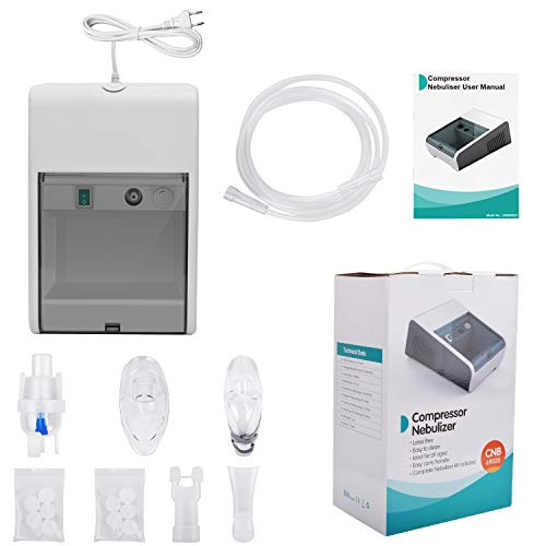 Wesimplelife Inhalador Nebulizador con Tecnología de Compresor de aire Eléctrico Nebulizador Inhalación Compresor Kit con Copa Liquida, Ducha Nasal, Boquilla y 2 Máscaras para Niños y Adultos