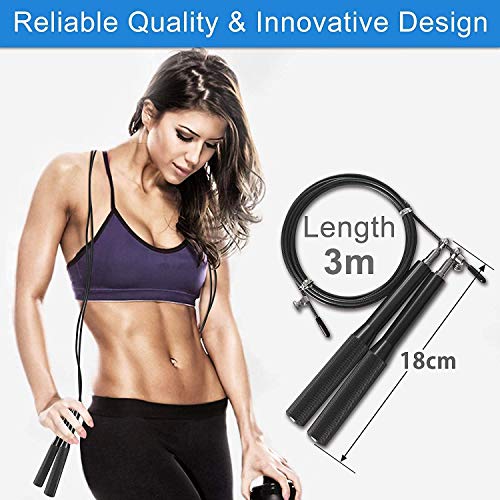 Weskimed Cuerda para Saltar, 3M Comba Saltar Crossfit Alta Velocidad Longitud Ajustable Rodamiento Ligero con Bolsa Almacenamiento para Hombre Mujer Fitness Boxeo MMA HIIT y Quema Grasa