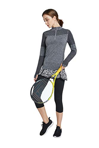 Westkun Falda Pantalón con Polainas Falda de Deportes para Mujer Capris Golf Tennis(Cebra Raya,XL)