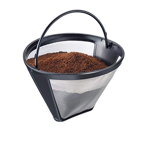 Westmark 24432260 - Filtro de café permanente, para 8-12 tazas de café, tamaño de filtro 4, con malla de acero inoxidable, plástico, negro / plateado