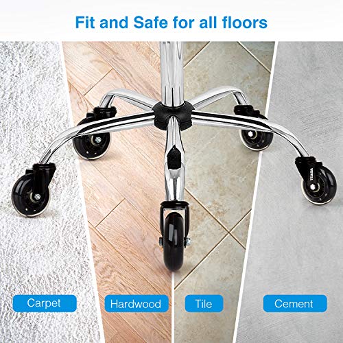 WEWILL Ruedas para Sillas de Oficina 5 PCS 11x22mm Ruedas de Repuesto Caster Silencioso para Cualquier Piso Carga Total 250 kg