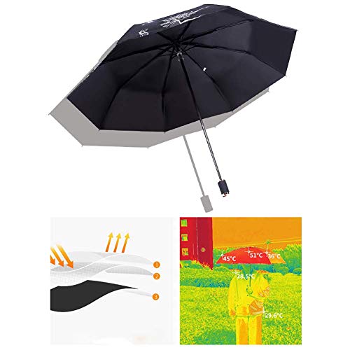 WFFF Paraguas de Viaje Plegable, Marco a Prueba de Viento Reforzado de Estilo Antiguo Simple de Tinta, Apertura/Cierre automático, Paraguas de luz Mori Retro para fácil Transporte