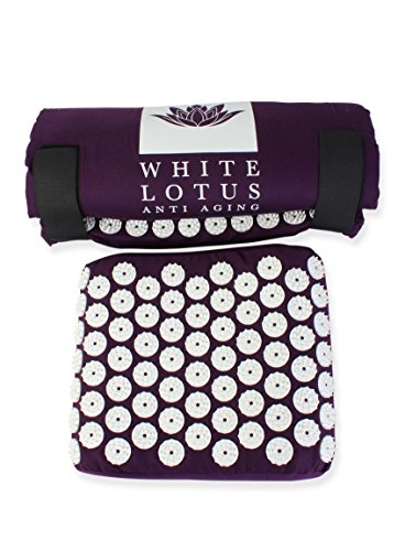 White Lotus Anti Aging: Almohada Cervical con Espuma de Memoria Viscoelástica y Esterilla de Masaje de Acupresión– Alivian el Estrés, Mejoran el Sueño. Ganadora del Primer Puesto en Vergleich.org 2018