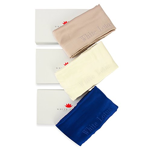 White Lotus Anti Aging - Funda de Almohada de Seda 100% Mulberry 19 Mommes Lujoso Estilo Oxford en Caja de Regalo Blanco Marfil – Antiarrugas, Evita el Encrespamiento y la Pérdida del Cabello - Par, gris perla