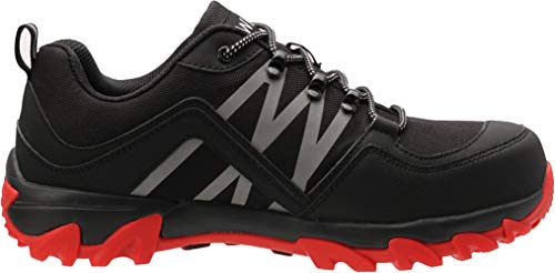 WHITIN Zapatos de Seguridad Hombres Zapatillas de Trabajo con Punta de Acero Ultra Liviano Reflectivo Anti-Deslizante Transpirable Zapatos de Industriay Construcción Negro Rojo 41 EU