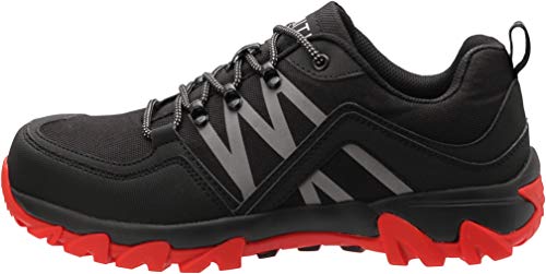 WHITIN Zapatos de Seguridad Hombres Zapatillas de Trabajo con Punta de Acero Ultra Liviano Reflectivo Anti-Deslizante Transpirable Zapatos de Industriay Construcción Negro Rojo 41 EU