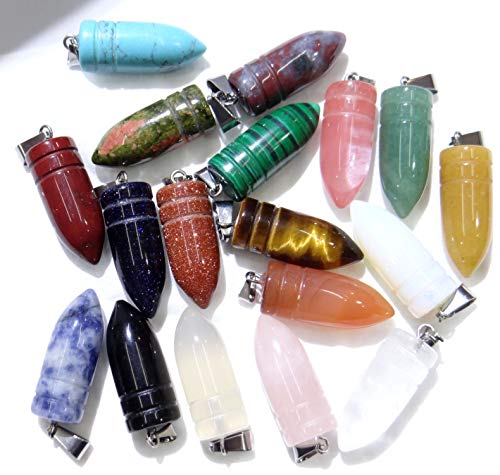 who-care Wholesale 24 piezas surtidos de piedra natural ónix péndulo colgantes para collares de fabricación de joyas, como se muestra en la imagen.