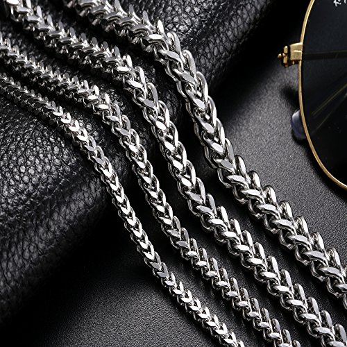 WIBERN - Pulsera de eslabones de acero inoxidable de alto pulido de 5 mm de ancho, 20 cm de ancho, 5 mm de ancho, color plateado