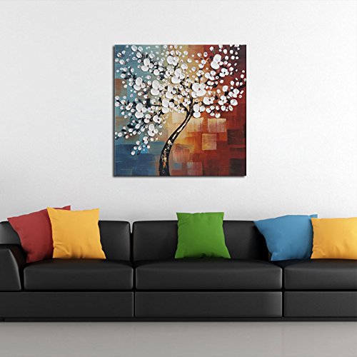 Wieco Art Morning Glory - Pintura al óleo al óleo sobre lienzo con diseño abstracto y moderno pintado a mano, para decoración del hogar, decoración de pared UK-FL1089-6060