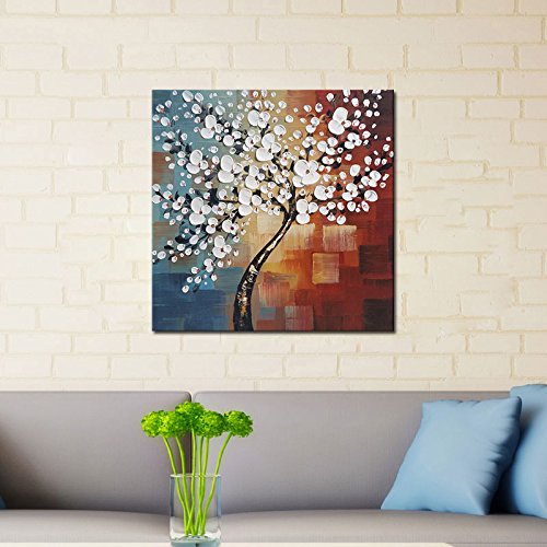 Wieco Art Morning Glory - Pintura al óleo al óleo sobre lienzo con diseño abstracto y moderno pintado a mano, para decoración del hogar, decoración de pared UK-FL1089-6060