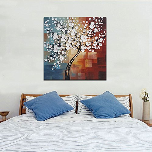 Wieco Art Morning Glory - Pintura al óleo al óleo sobre lienzo con diseño abstracto y moderno pintado a mano, para decoración del hogar, decoración de pared UK-FL1089-6060