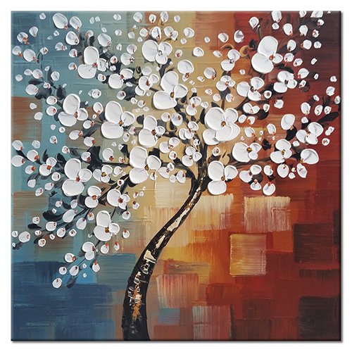 Wieco Art Morning Glory - Pintura al óleo al óleo sobre lienzo con diseño abstracto y moderno pintado a mano, para decoración del hogar, decoración de pared UK-FL1089-6060