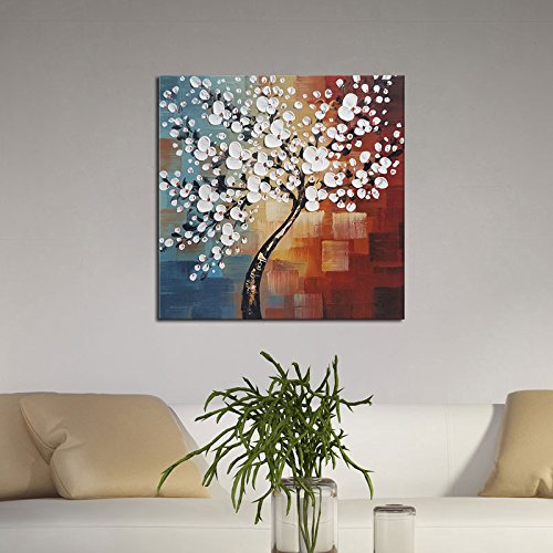Wieco Art Morning Glory - Pintura al óleo al óleo sobre lienzo con diseño abstracto y moderno pintado a mano, para decoración del hogar, decoración de pared UK-FL1089-6060